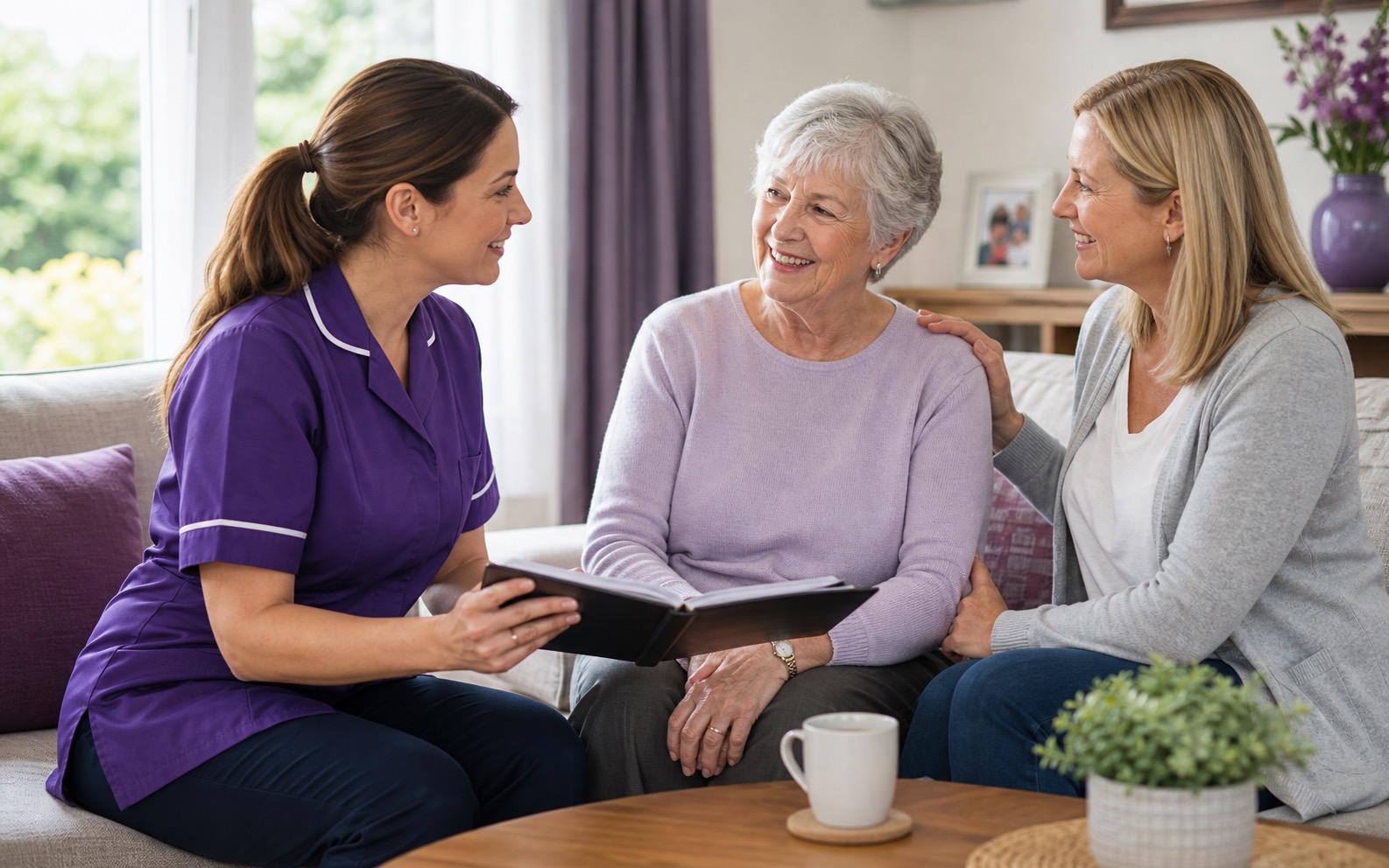 Support worker providing reassuring around-the-clock care at home